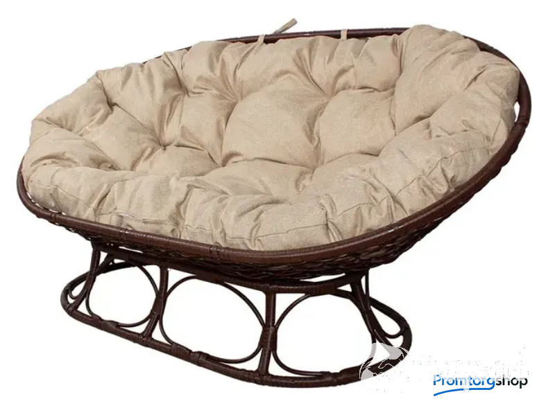 Диван садовый M-Group Мамасан Home / 12880201 (коричневый ротанг/лен подушка)