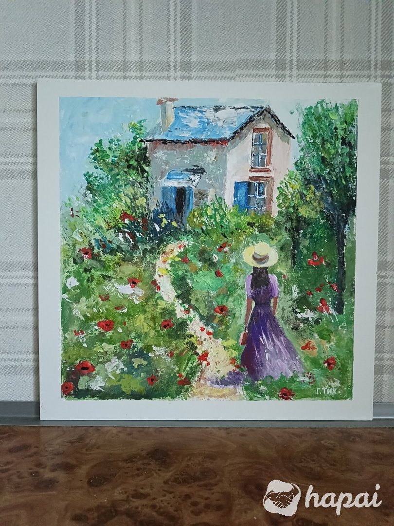 Картина "Дыхание лета", холст хлопок, мастихин,30×30